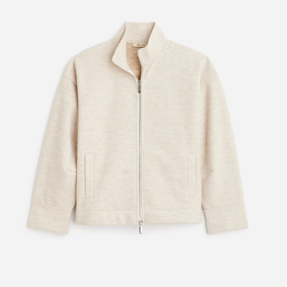 NWT NEW Madewell Relaxed Mockneck Knit Jacket Small S heather cream